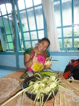 My new best friend weaving ketuput baskets. Sami Village, West Kalimantan