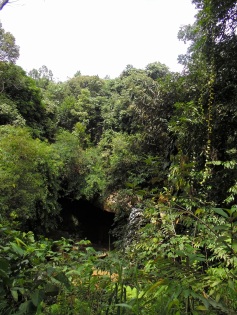 You can just see the waterfall in the mouth of the cave. Sanggau, West Kalimantan