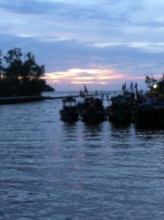 Sunset at Sukadana harbour. Sukadana, West Kalimantan